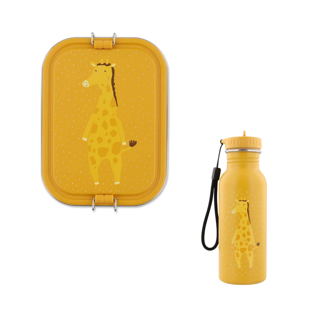 Bundel Trixie Back to School set - Lunchbox/Drinkfles 500ml - Mr. Giraffe