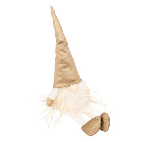 Fééric Lights and Christmas Kerst Verlichte Kabouter Zittend - 14x10x44cm - Goud