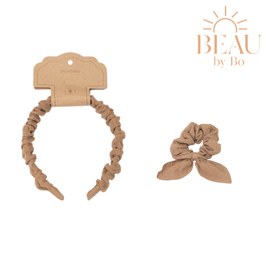 BEAU by Bo Mrs Ertha Accessoires pour cheveux - Bandeau + Chouchou - Taupe