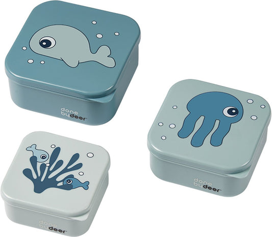 Done by Deer Sea Friends Snackdoosjes set van 3 - Blue