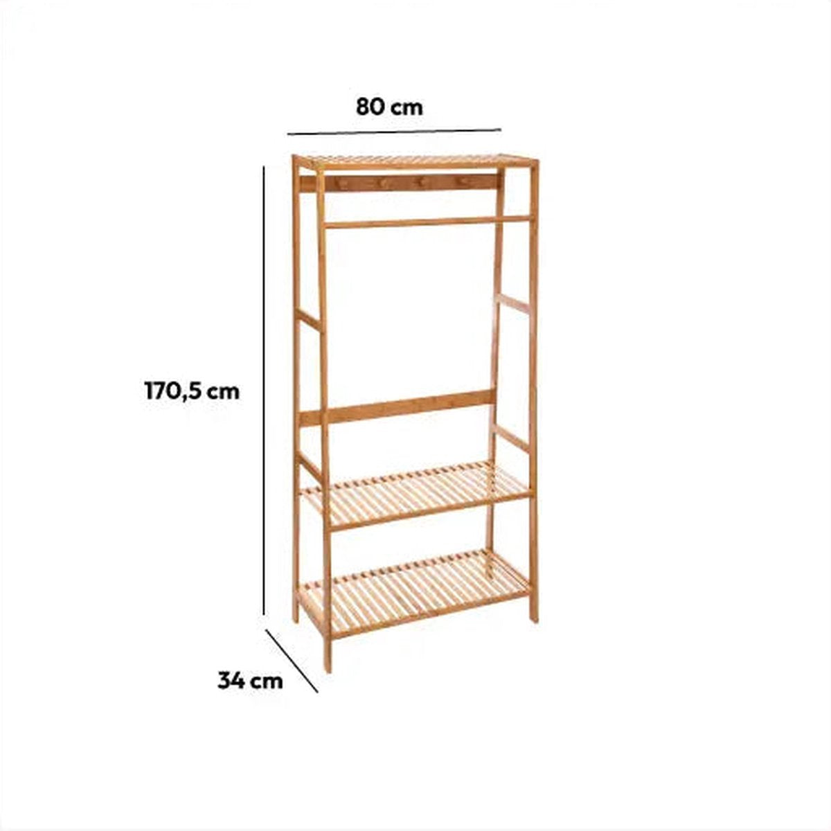 Atmosphera Kledingrek Bamboe - 80x34xH170cm - Naturel