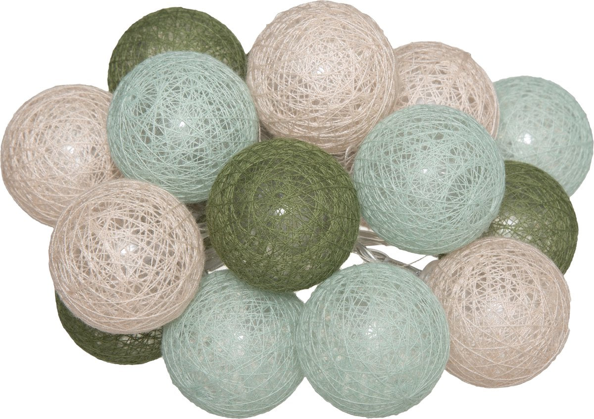 Atmosphera Boules Eclairantes de Fête LED Bleu Clair/Vert/Rose - 16 Boules - D3,5 cm - Armée