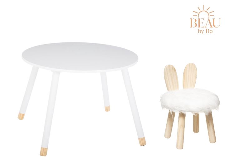 BEAU by Bo Children's table with Rabbit stool White