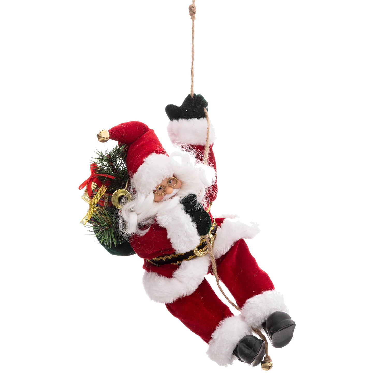 Fééric Lights and Christmas Velvet Standing Santa - H30cm - Christmas decoration - Red