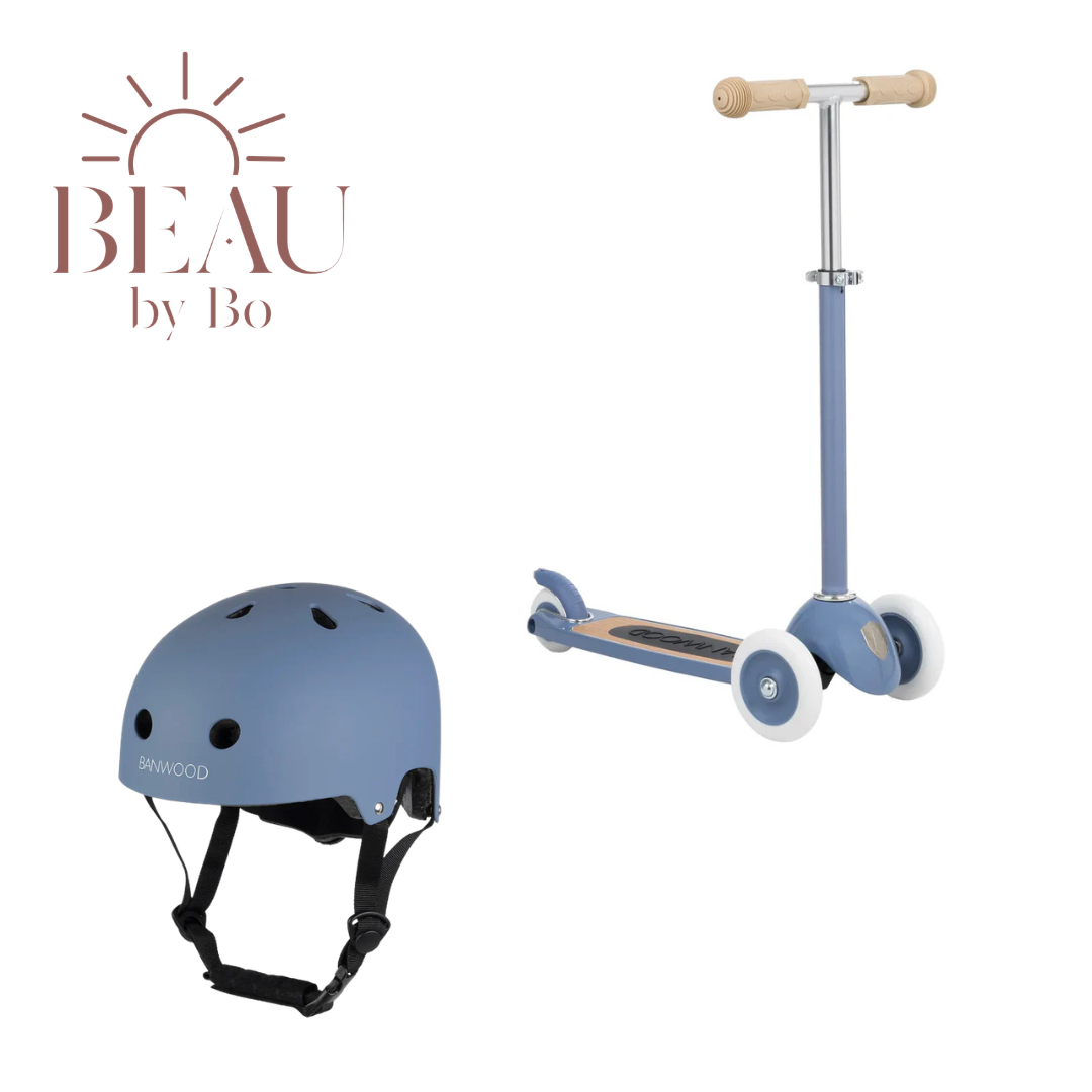 Bundel Banwood Vintage Scooter + Fietshelm - Blue