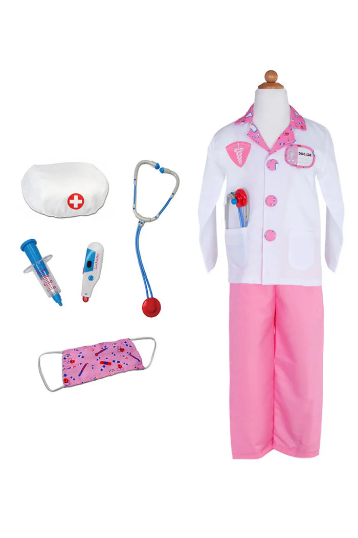 Den Goda Fen Verkleedkledij Dokter - Jas met accessoires - 110-116cm - 5-6 jaar - Multi