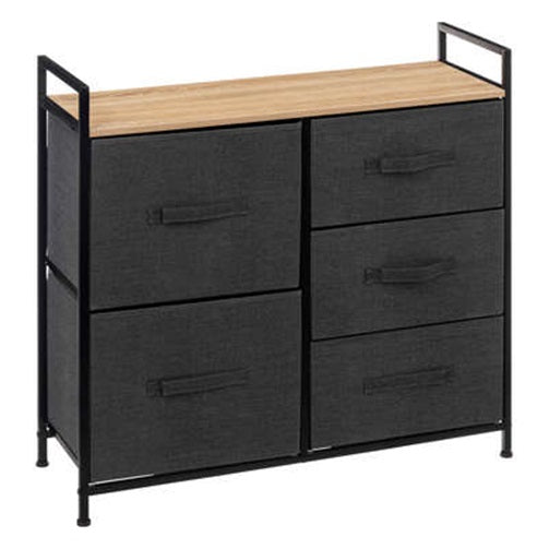 5Five Meuble de rangement en acier Tissa avec 5 tiroirs - 83x29x77cm - Anthracite