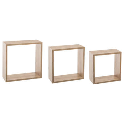 5Five Fixy wandplank set van 3 stuks - 30x12x30cm - Eiken Naturel