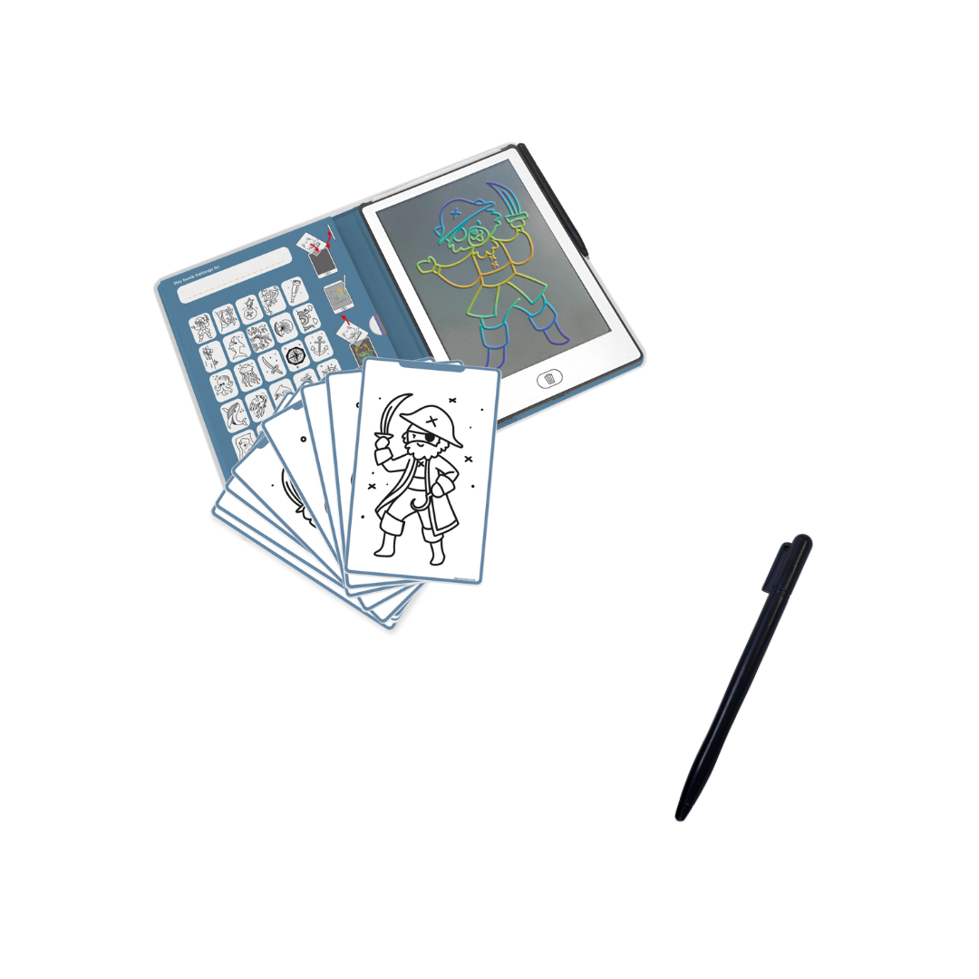 BEAU by Bo Kidywolf Kidydraw Mini Tekenboek met LCD-scherm - Oceanen en Piraten + Extra Pennetje