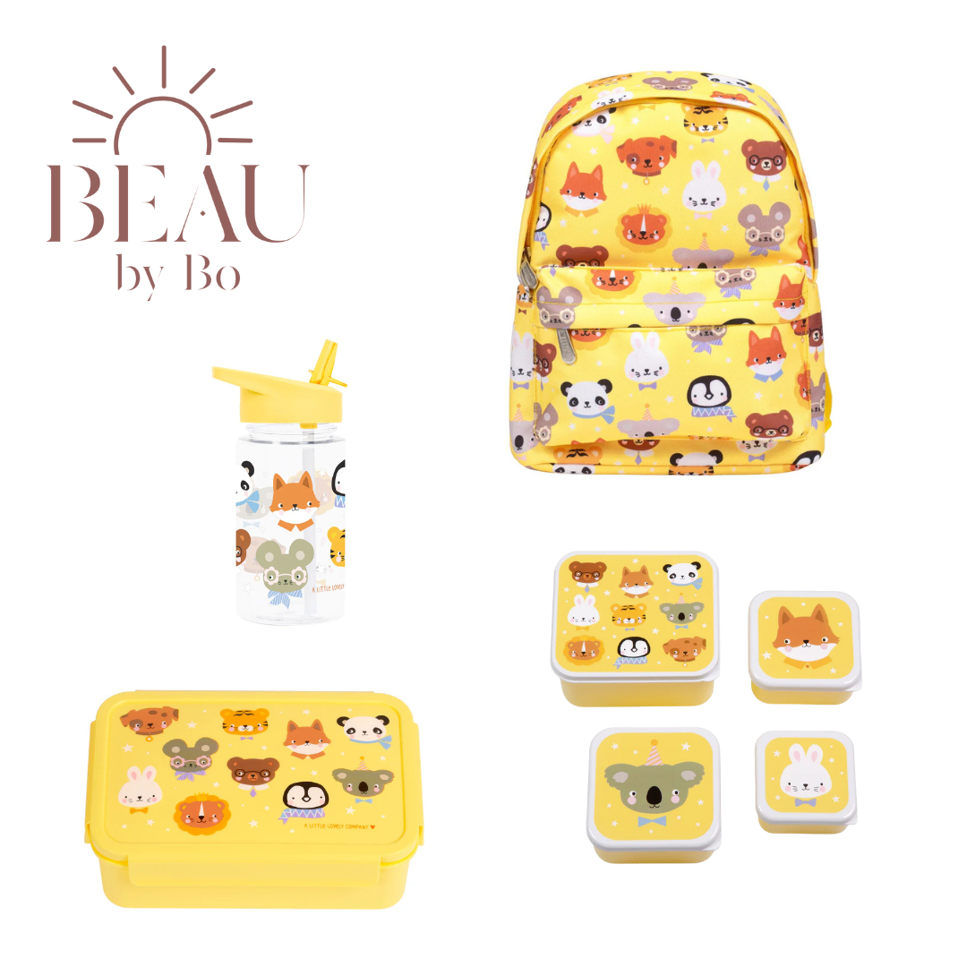 BEAU by Bo A Little Lovely Company Back to school set - Rugzak/Drinkfles/4 Snackdozen/Bentobox - Dierenvriendjes
