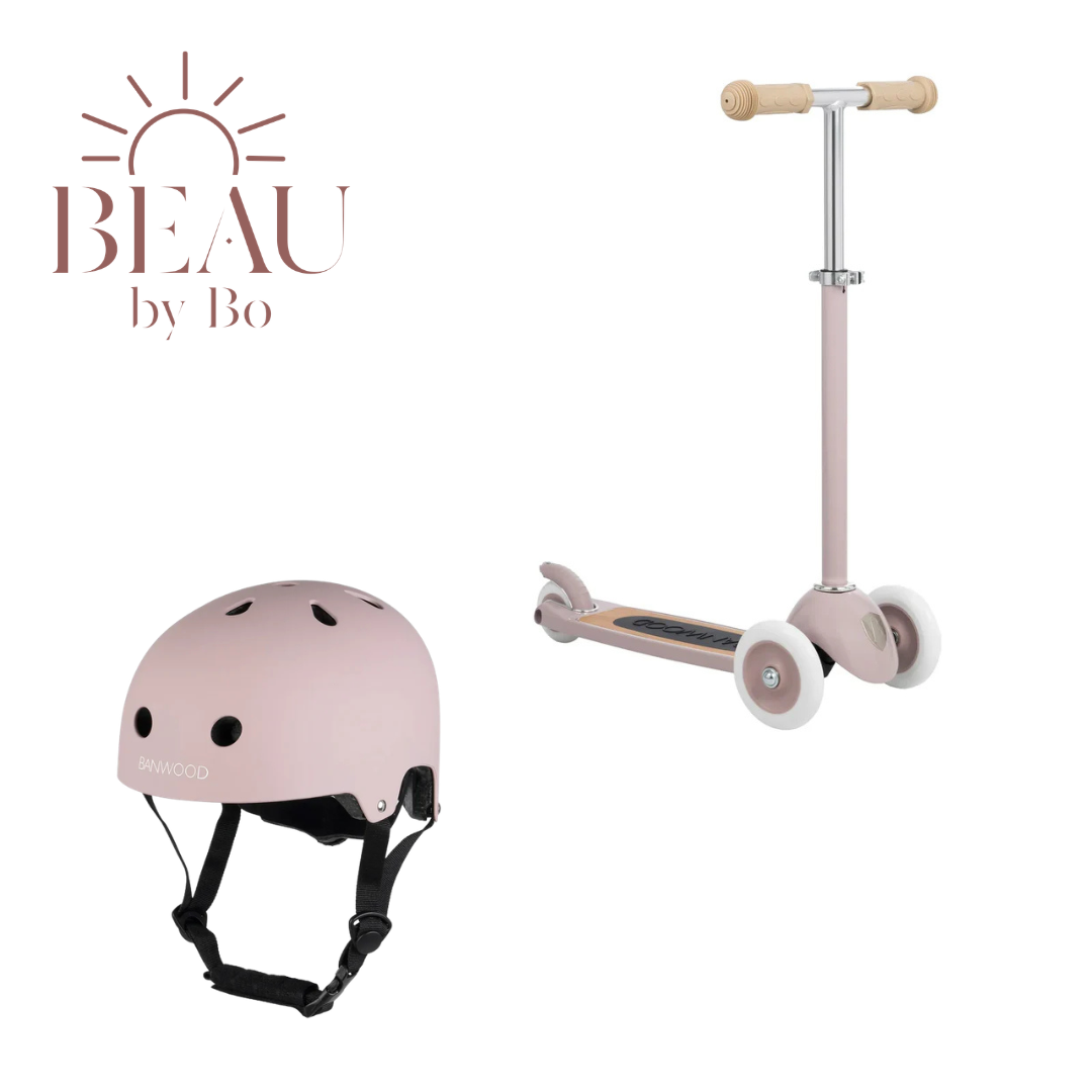 Bundel Banwood Vintage Scooter + Fietshelm - Dusty Pink