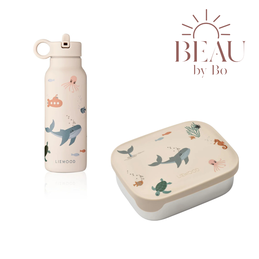 Bundel Liewood Back to School set - Lunchbox + Drinkfles - Sea Creature/Sandy