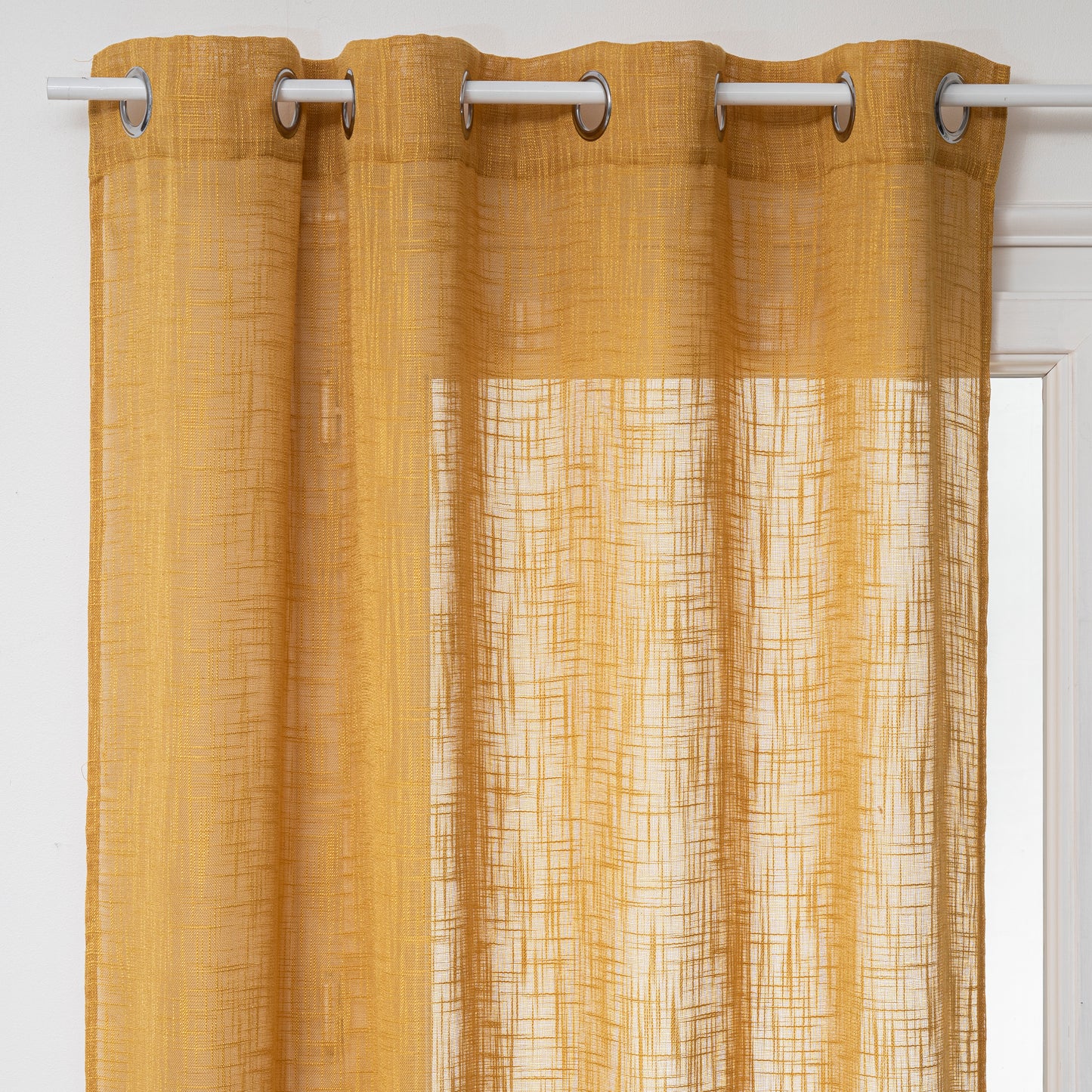 Atmosphera Alton Linen Curtain 140x240cm - Ready made with rings - Ocher