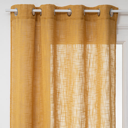 Atmosphera Alton Linen Curtain 140x240cm - Ready made with rings - Ocher