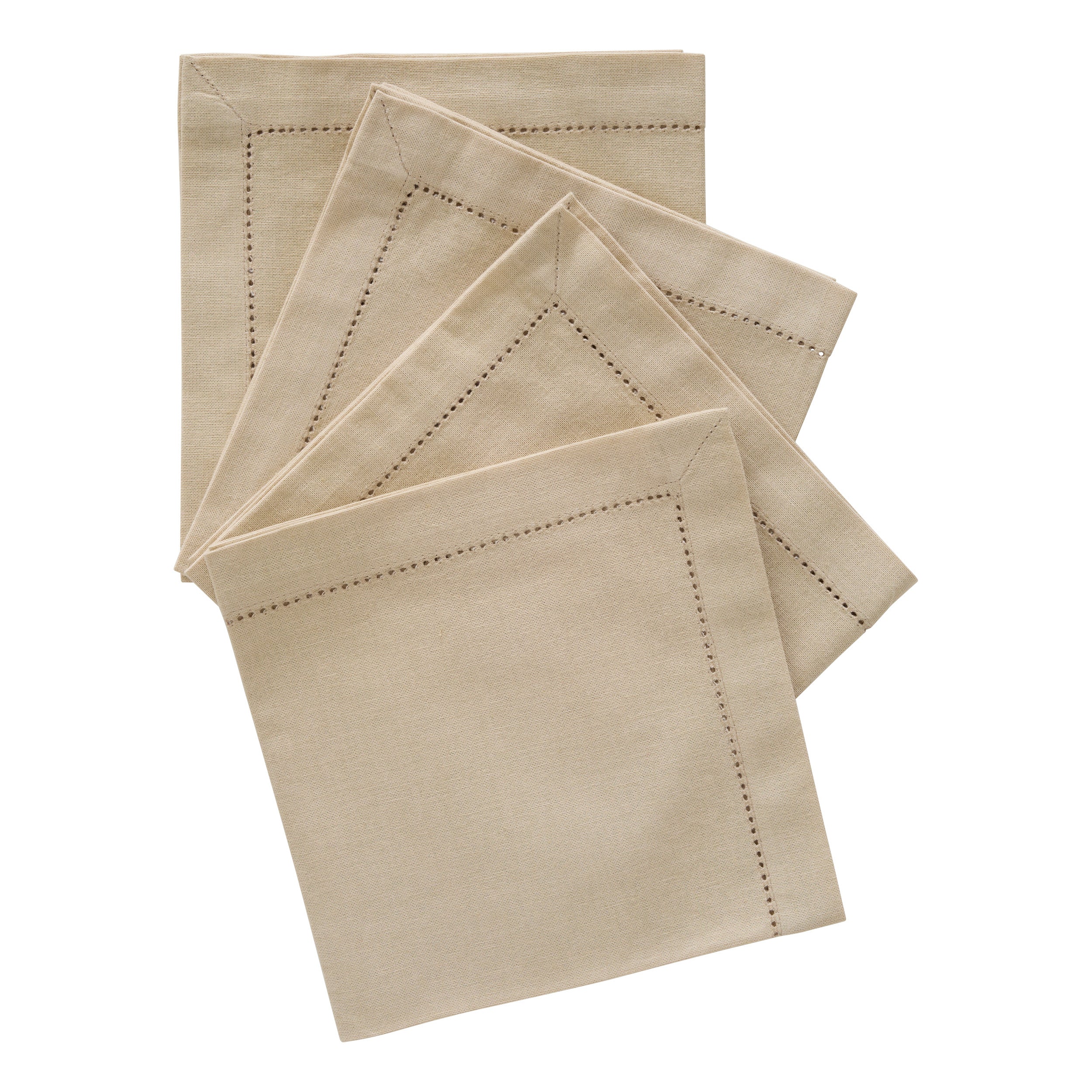 Atmosphera Katoenen Chambray servetten creme - 4 stuks - Stoffen servetten - 40 x 40 cm