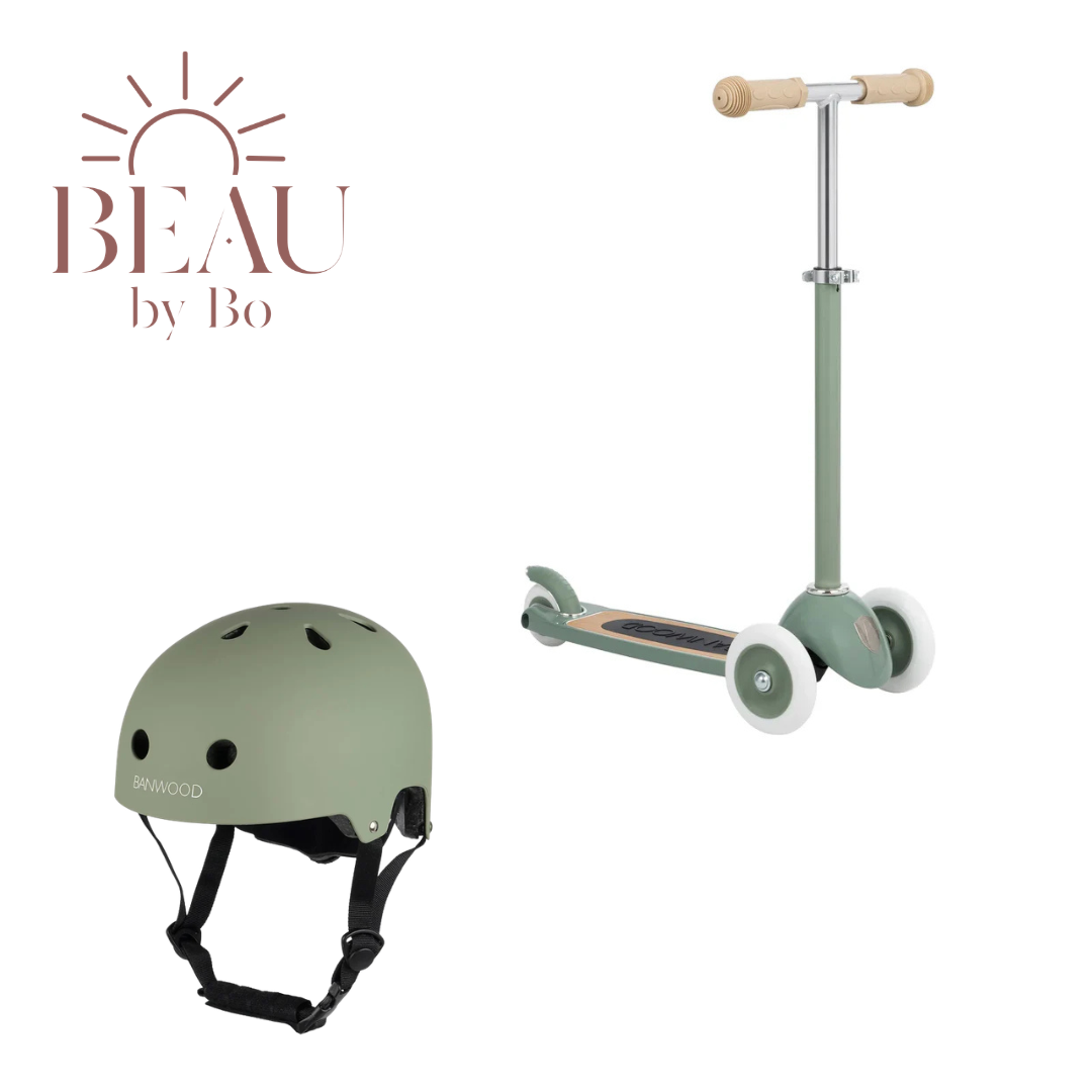 Bundel Banwood Vintage Scooter + Fietshelm - Forest