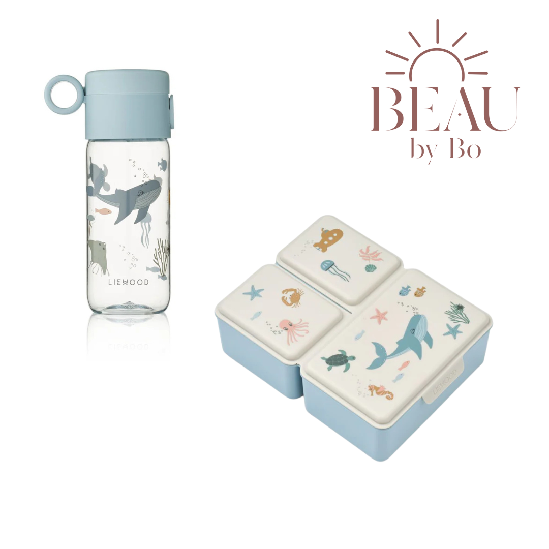 Bundel Liewood Back to School set - Lunchbox + Drinkfles - Sea Creature/Sandy