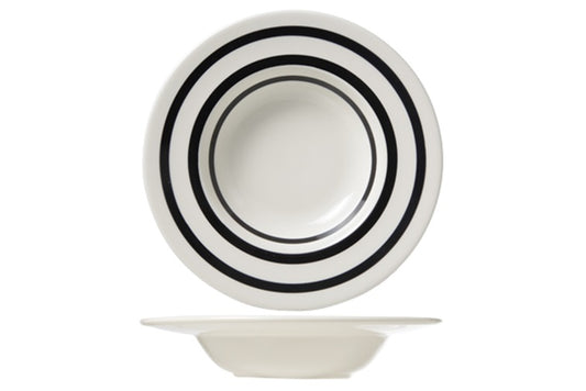 Cosy &amp; Trendy Black Bands Assiette creuse Ø24cm - Lot de 2 pièces - Blanc/Noir