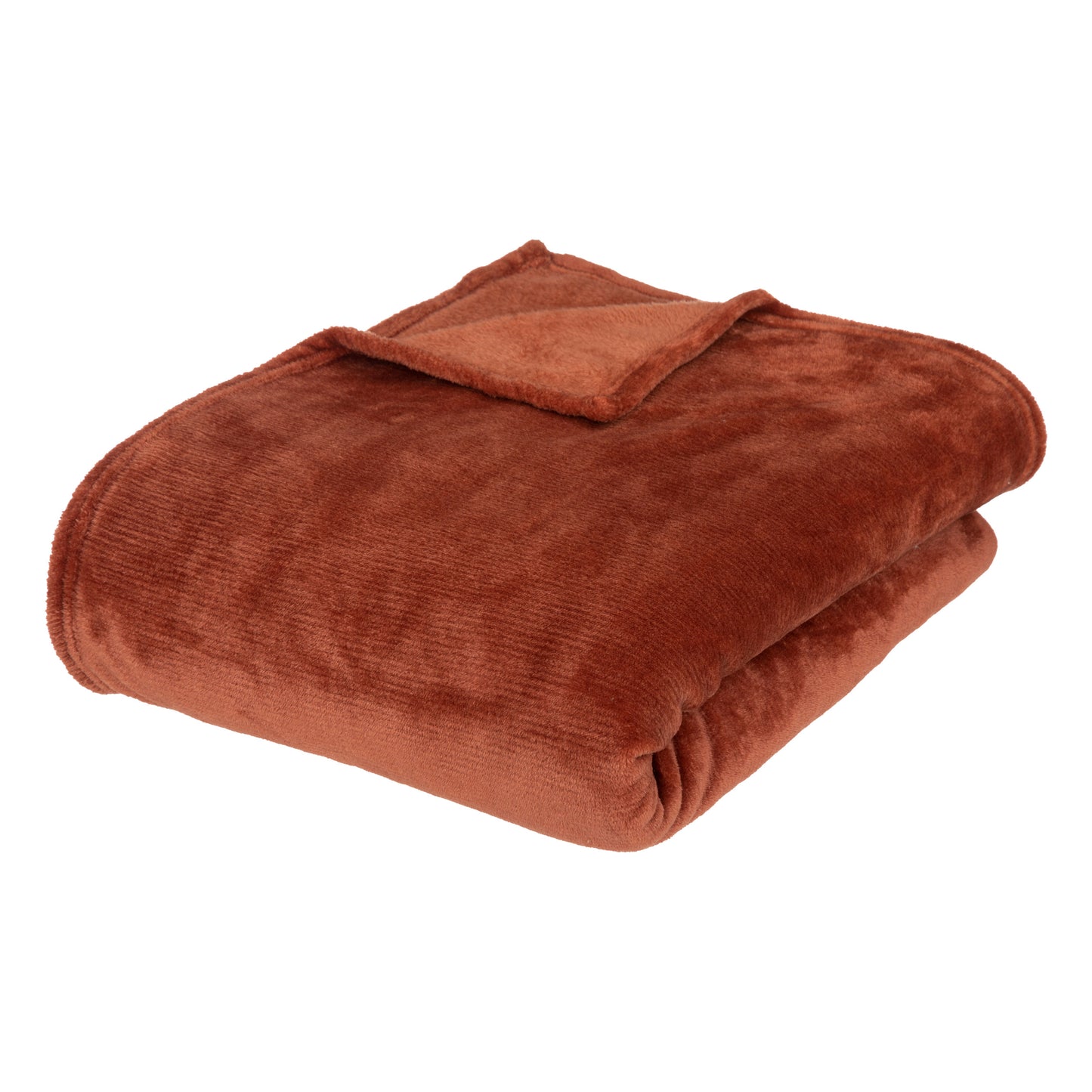 Plaid effen flanel flece deken - 180x230 cm - Terracotta