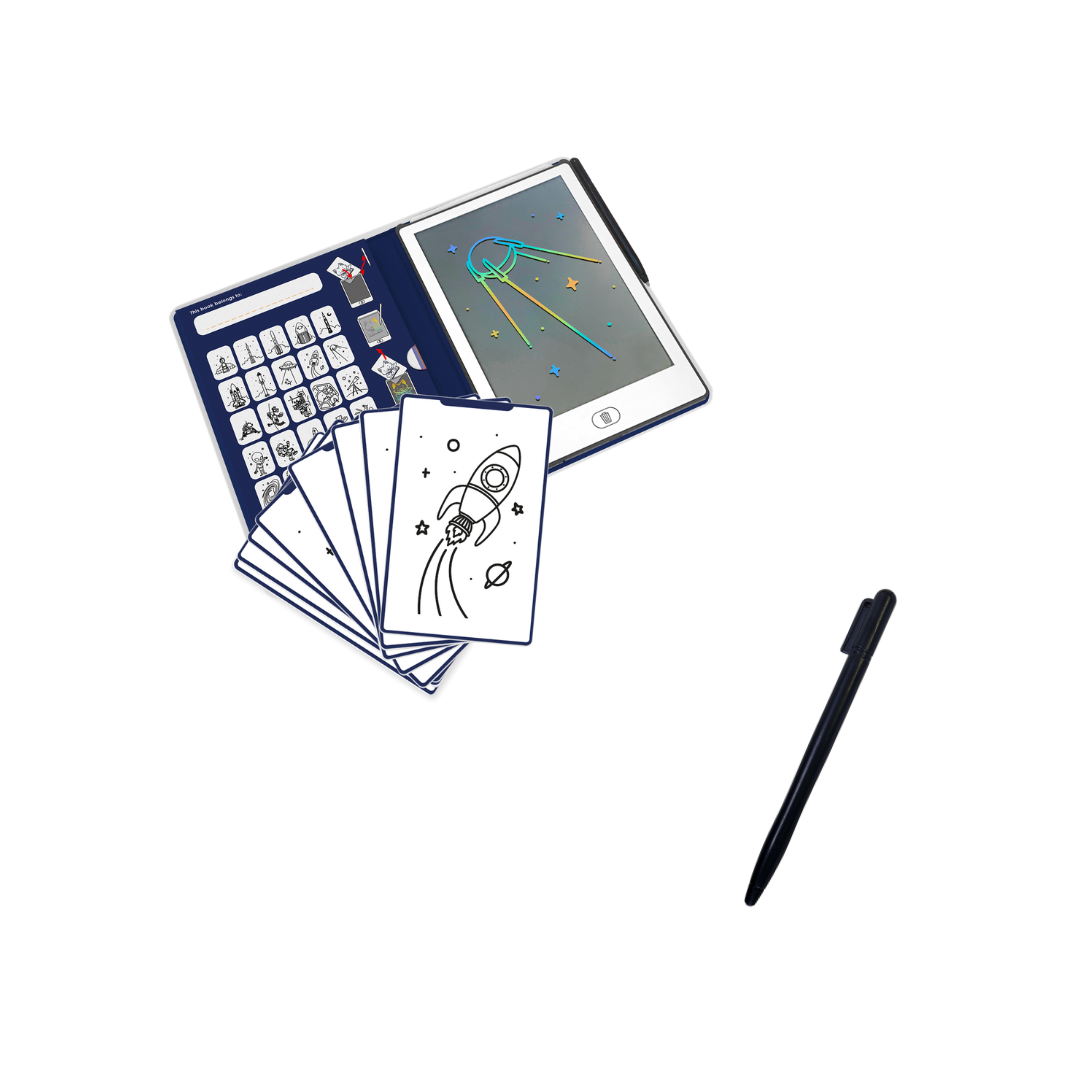 BEAU by Bo Kidywolf Kidydraw Mini Tekenboek met LCD-scherm - Galaxy + Extra Pennetje