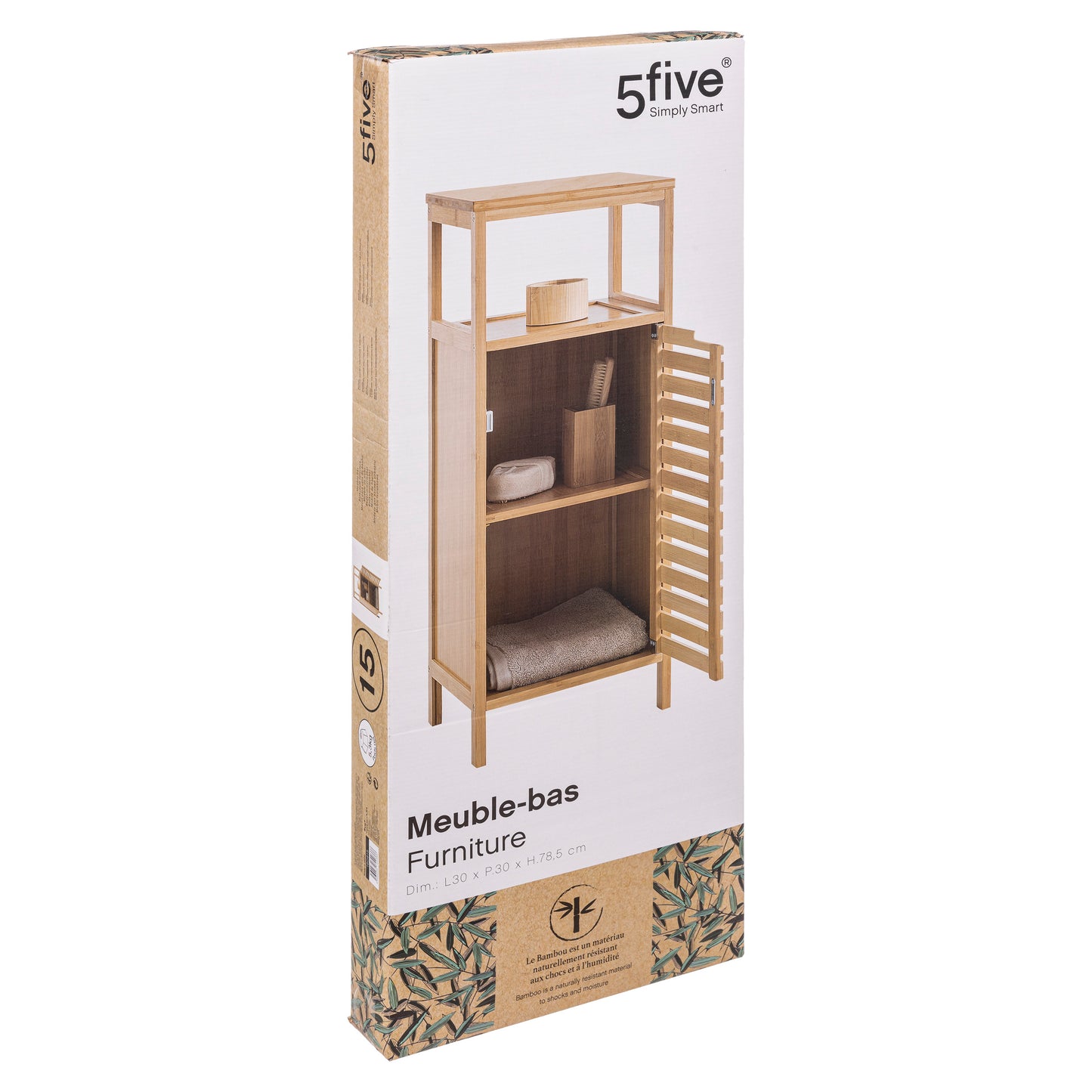 5Five Bamboo Sicela Modern Bathroom Cabinet - Ideal for any room, large or small - H78.7 cm