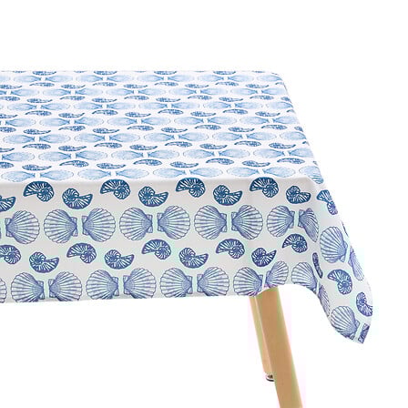 Tafelkleed anti-vlek bedrukt Océania - Polyester - 140x240cm - Blauw