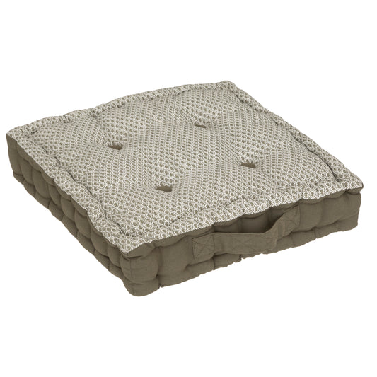 Atmosphera Otto Floor Cushion 40x40x8cm with handle and 4 buttons - Khaki