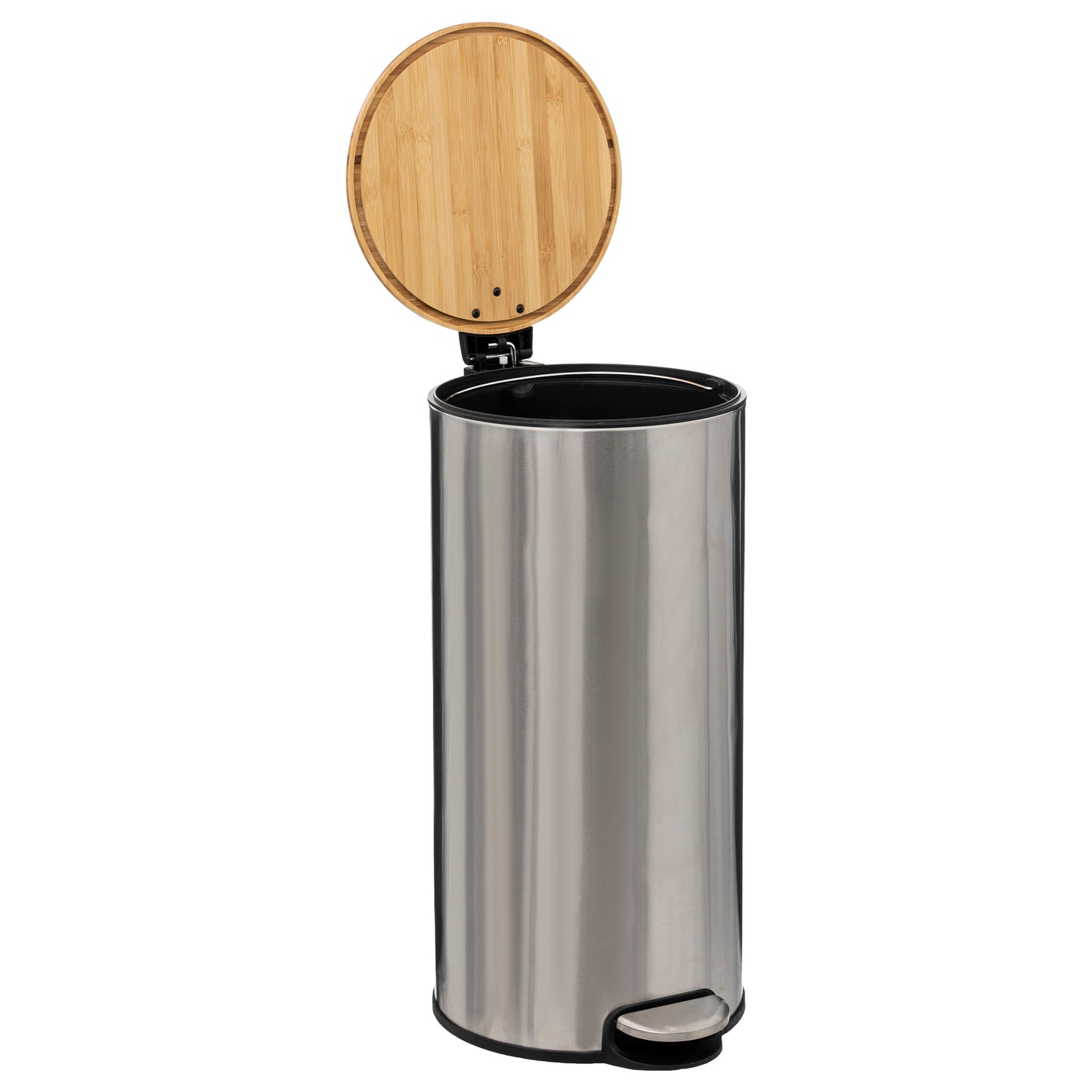 Poubelle 5Five Delta - Fermeture amortie - Filtre à charbon actif anti-odeur - Seau amovible - 30L - Bamboo Inox