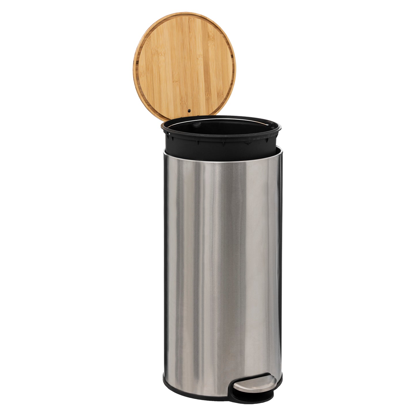 Poubelle 5Five Delta - Fermeture amortie - Filtre à charbon actif anti-odeur - Seau amovible - 30L - Bamboo Inox