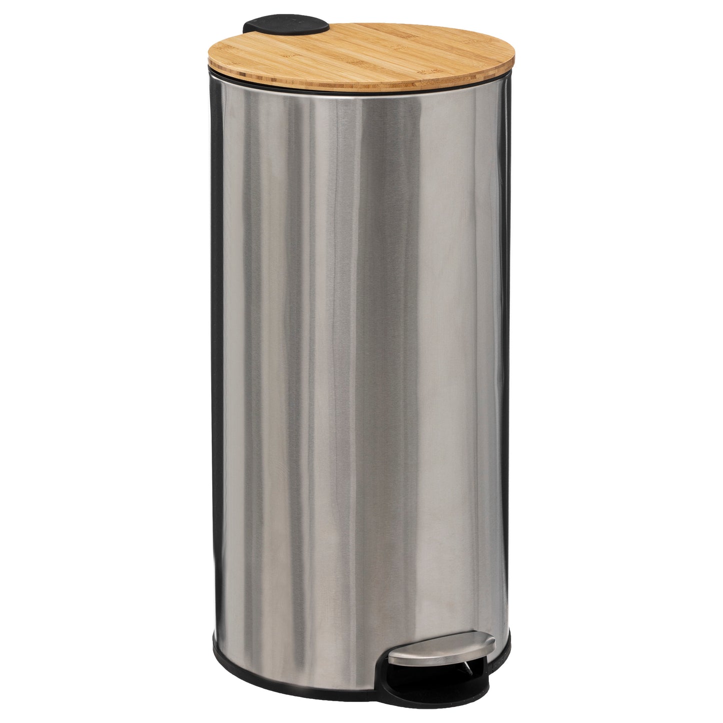 Poubelle 5Five Delta - Fermeture amortie - Filtre à charbon actif anti-odeur - Seau amovible - 30L - Bamboo Inox