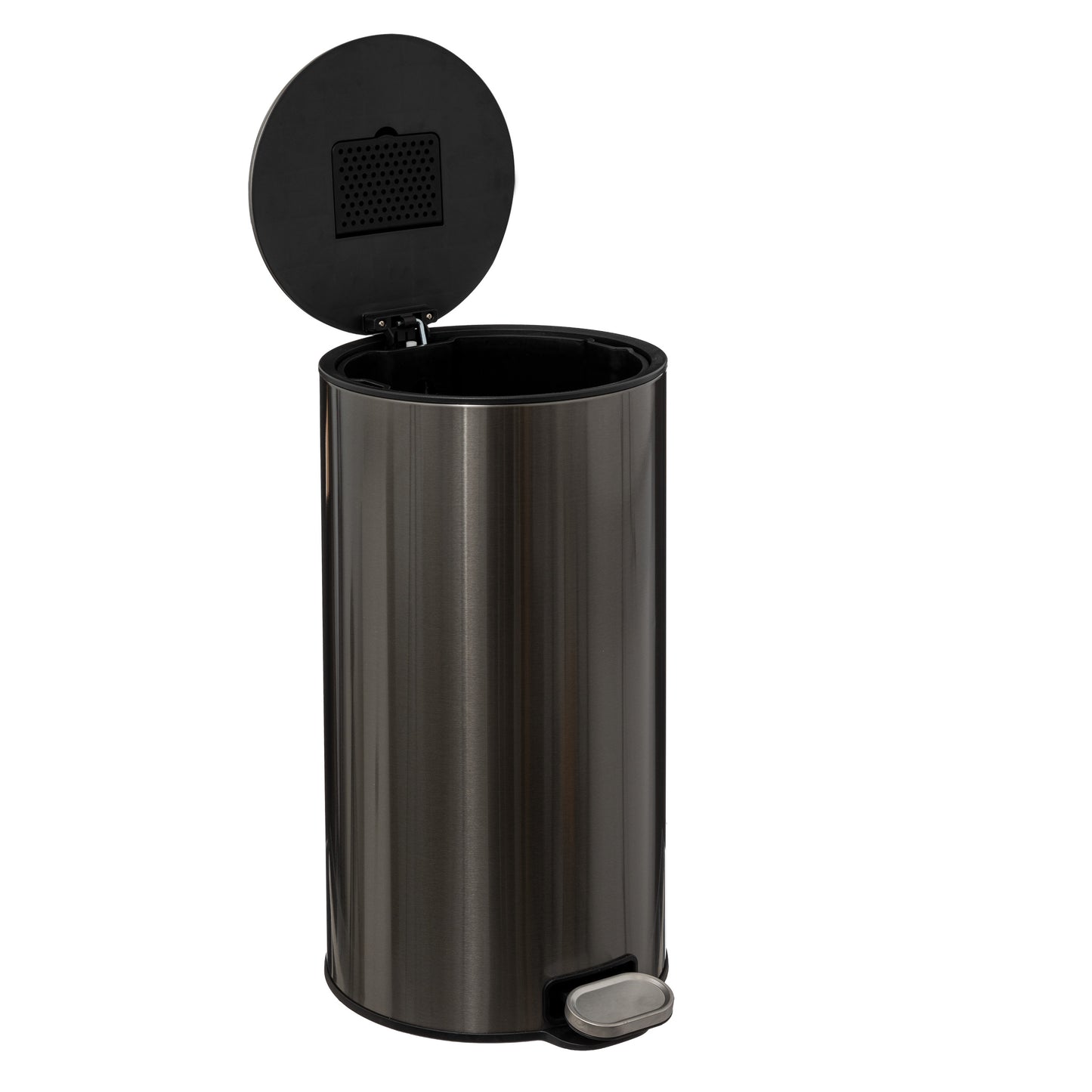 5Five Delta Waste bin - Soft close - Anti-odor active carbon filter - Removable bucket - 30L - Metal Black glossy