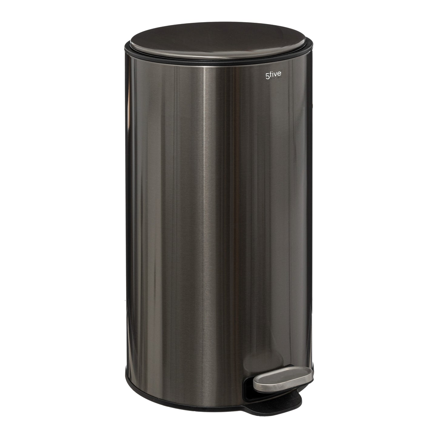 5Five Delta Waste bin - Soft close - Anti-odor active carbon filter - Removable bucket - 30L - Metal Black glossy