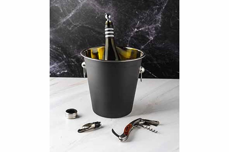 Cosy & Trendy Black Champagne-emmer Ø21xH21cm - Zwart