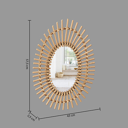 Atmosphera spiegel rotan ovaal - Wandspiegel - 43 x 58 cm