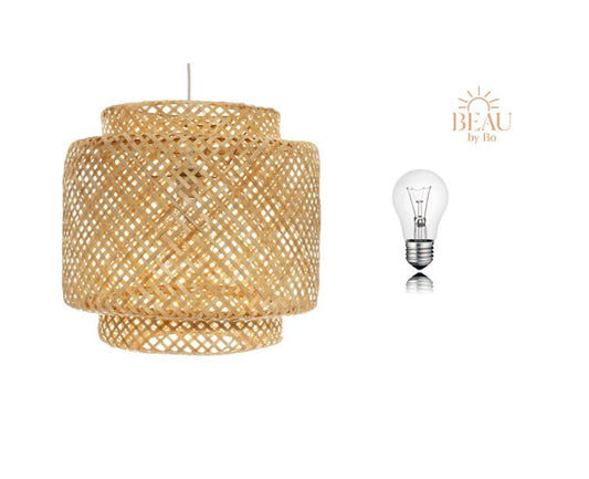 BEAU by Bo Hanging lamp woven bamboo with matching light bulb