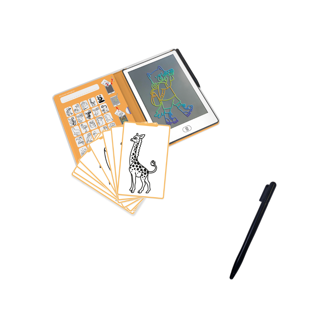 BEAU by Bo Kidywolf Kidydraw Mini Tekenboek met LCD-scherm - Dieren + Extra Pennetje