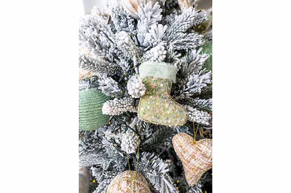 Boules de Noël Cosy & Trendy - Corde Glitter - Ø8cm - Plastique - Vert