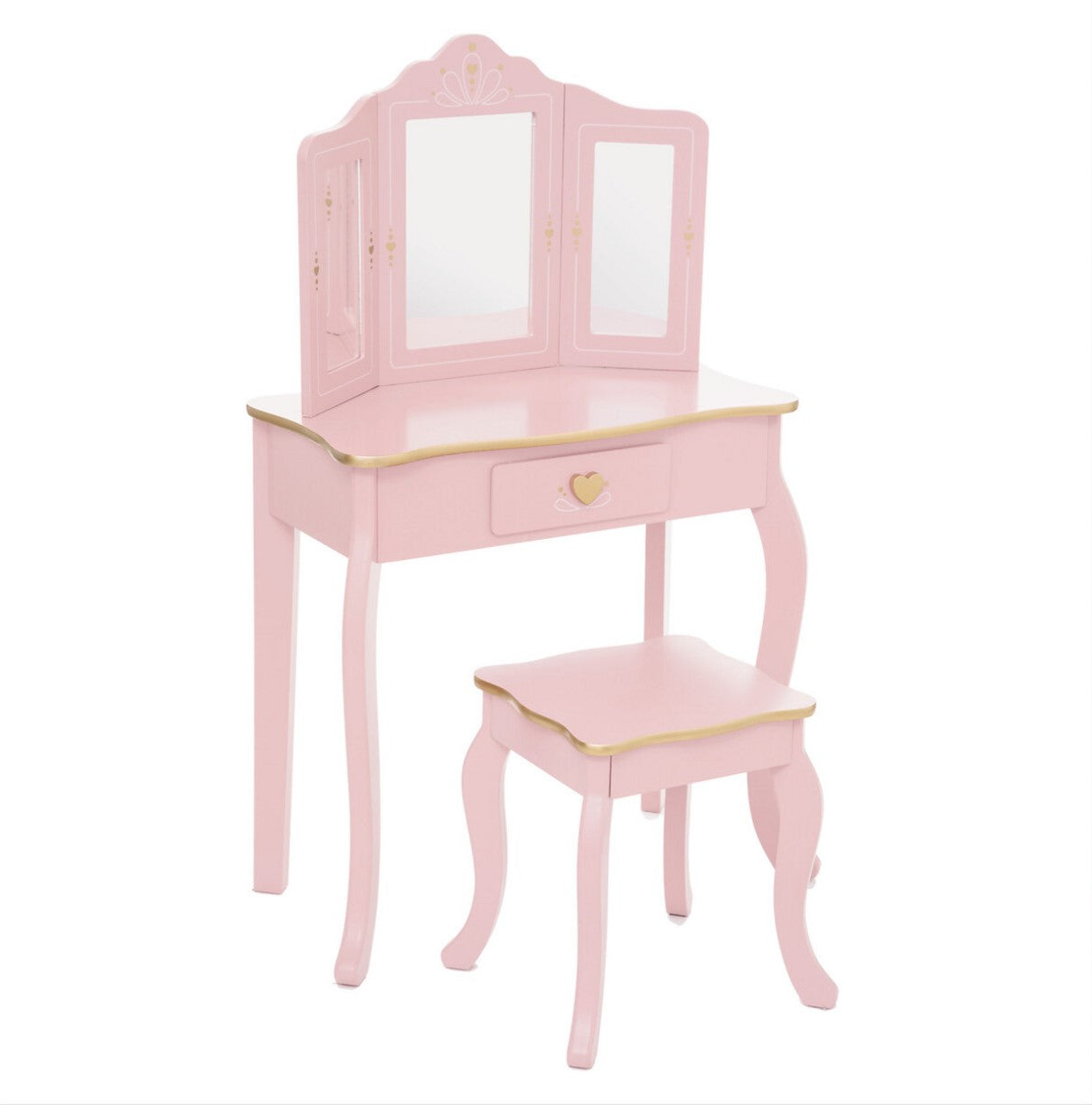 Atmosphera Kids Coiffeuse Sisi - Table coeur avec tabouret - Rose clair finition dorée