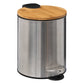 5Five Stijlvol & Compact Afvalemmer 3L met Bamboe Deksel - Softclose - Inox