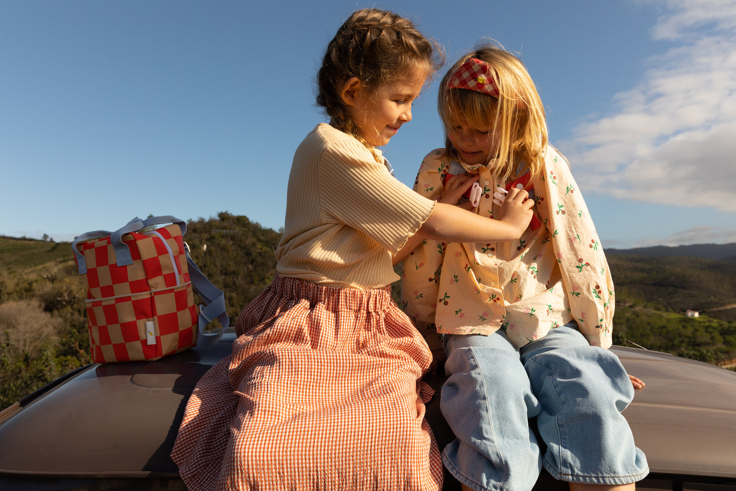 Sticky Lemon Backpack/Boekentas Small Farmhouse - Checkerboard | Pear Jam | Ladybird Red