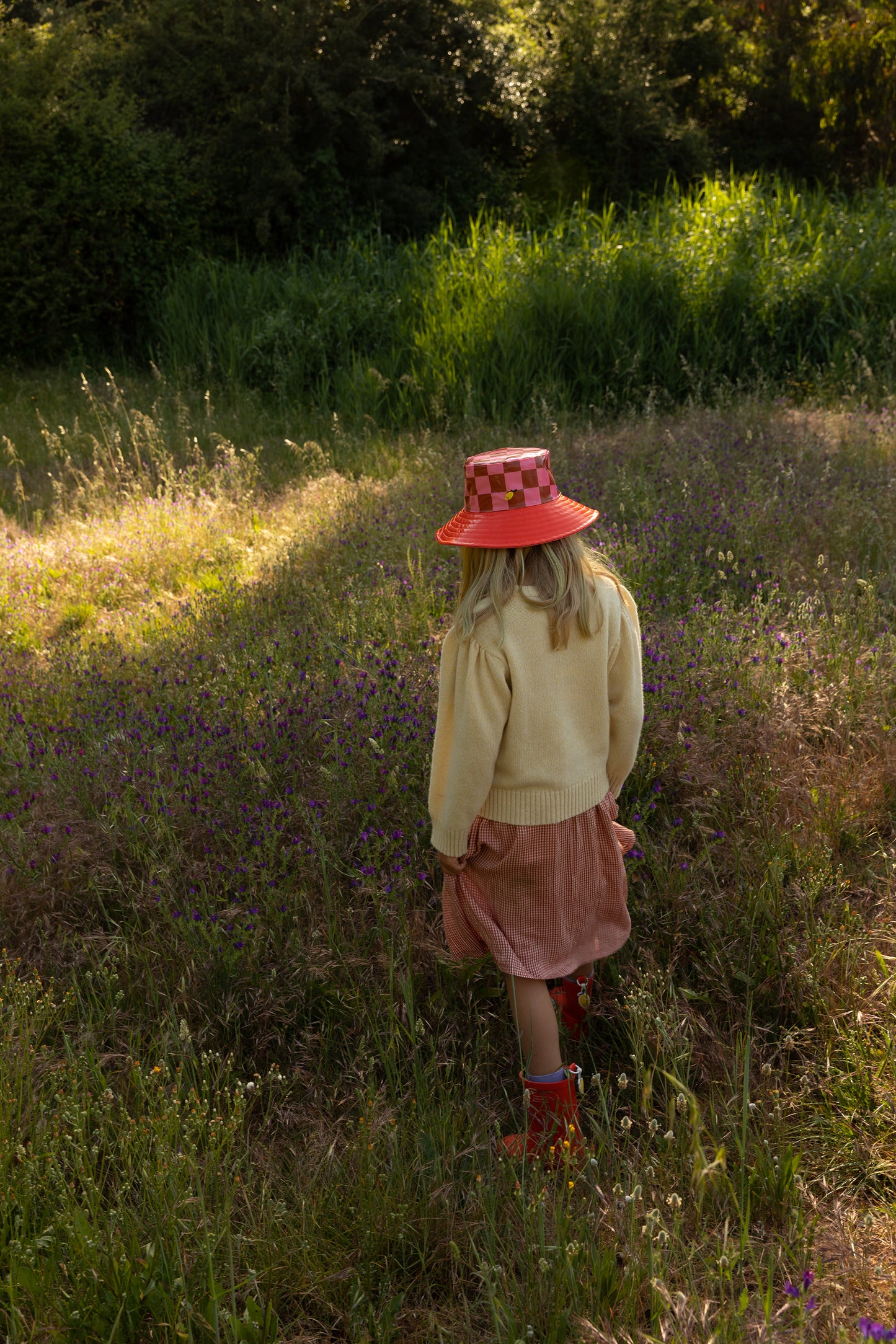 Chapeau de Pluie Sticky Lemon - Chapeau Enfant - 54 CM - Chapeau de Pêcheur - Fleur Rose + coccinelle rouge