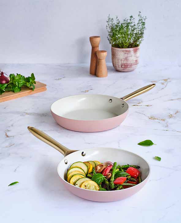 Cosy & Trendy Elegance Braadpannen - Set van 2 stuks - Ø24/Ø28xH12cm - Roze