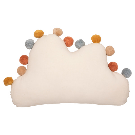 Atmosphera Kids Harlekijn wolk kussen met pompons - 50x12x30cm - Wit