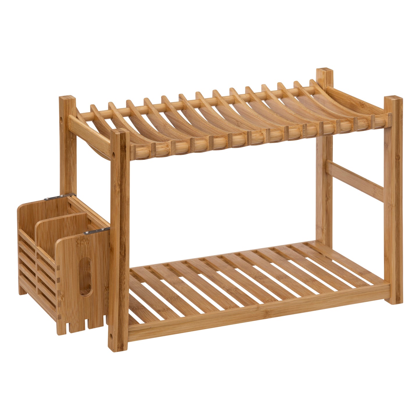 5Five Draining Rack Bamboo with cutlery holder - 2 Levels - Wall Draining Rack - Dishwashing Rack 