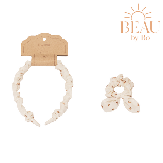 BEAU by Bo Mrs Ertha Accessoires pour cheveux - Bandeau + Chouchou - Boutons de fleurs