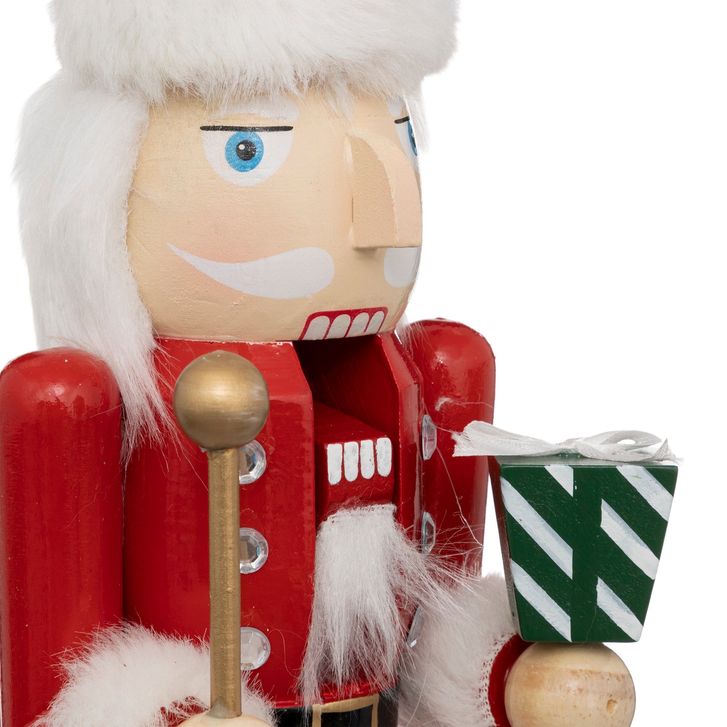 Notenkraker kerstman - met staf - Kerstversiering - Decoratie - Interieur - Kerstmis - H38 cm