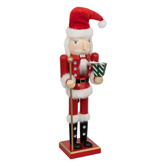 Notenkraker kerstman - met staf - Kerstversiering - Decoratie - Interieur - Kerstmis - H38 cm