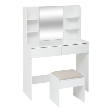 5Five Dressing table with mirror and stool - 90x40x125cm - White