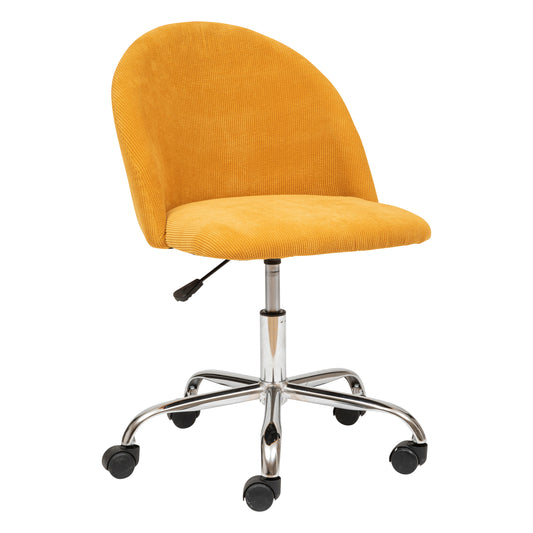 Atmosphera Geos office chair corduroy - Adjustable - Metal legs - Ochre