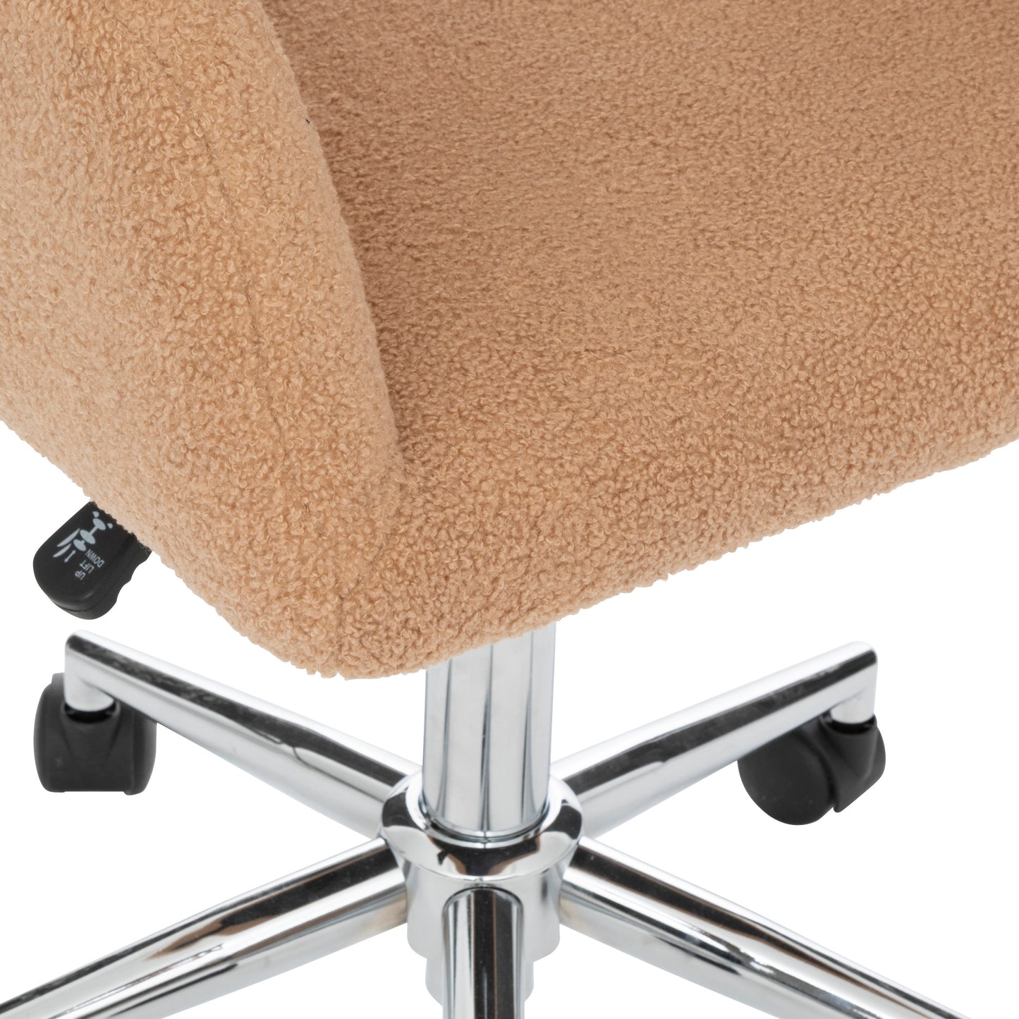 Chaise de bureau bouclé Atmosphera Gaya - Ajustable - Pieds en métal - Beige